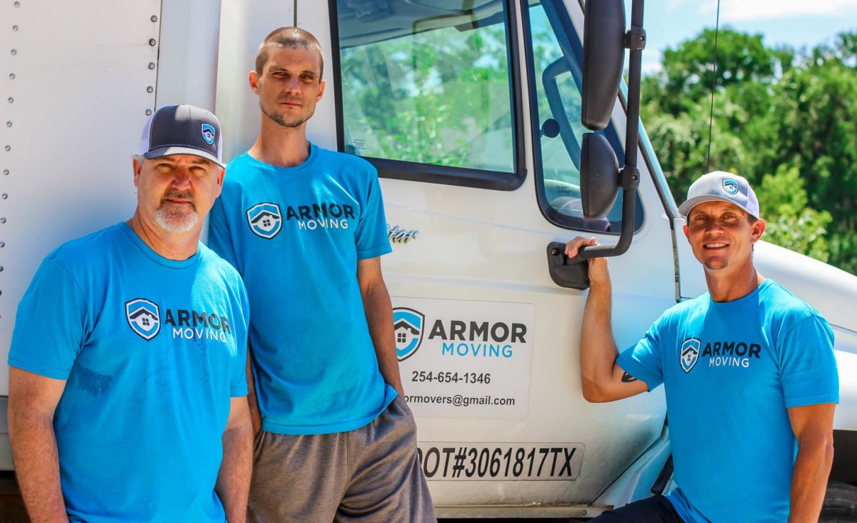 Armor Moving Owner and Crew Posing Next to their moving truck in Temple TX